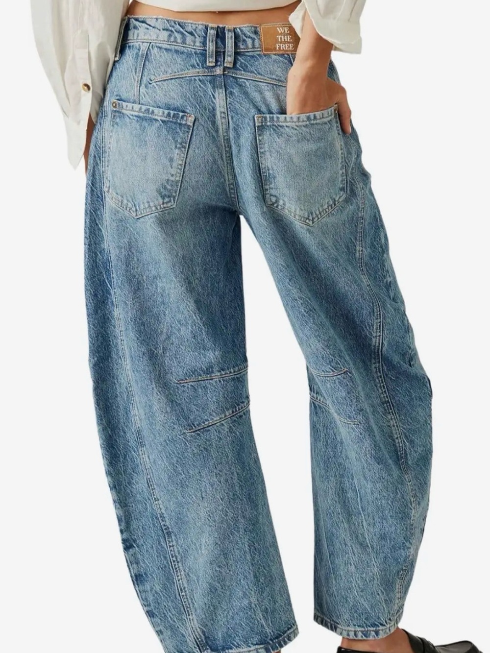 Free People We The Free Good Luck Mid-Rise Barrel Jeans - Picture 3 of 5